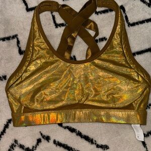 Fabletics gold sports bra. New without tags. Size medium